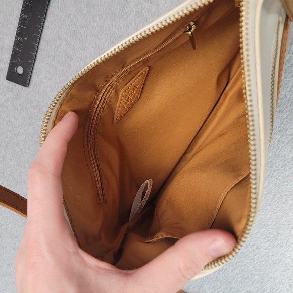 Fossil Fiona Gray White Cowhide Leather Small East West Crossbody Bag - Picture 11 of 15